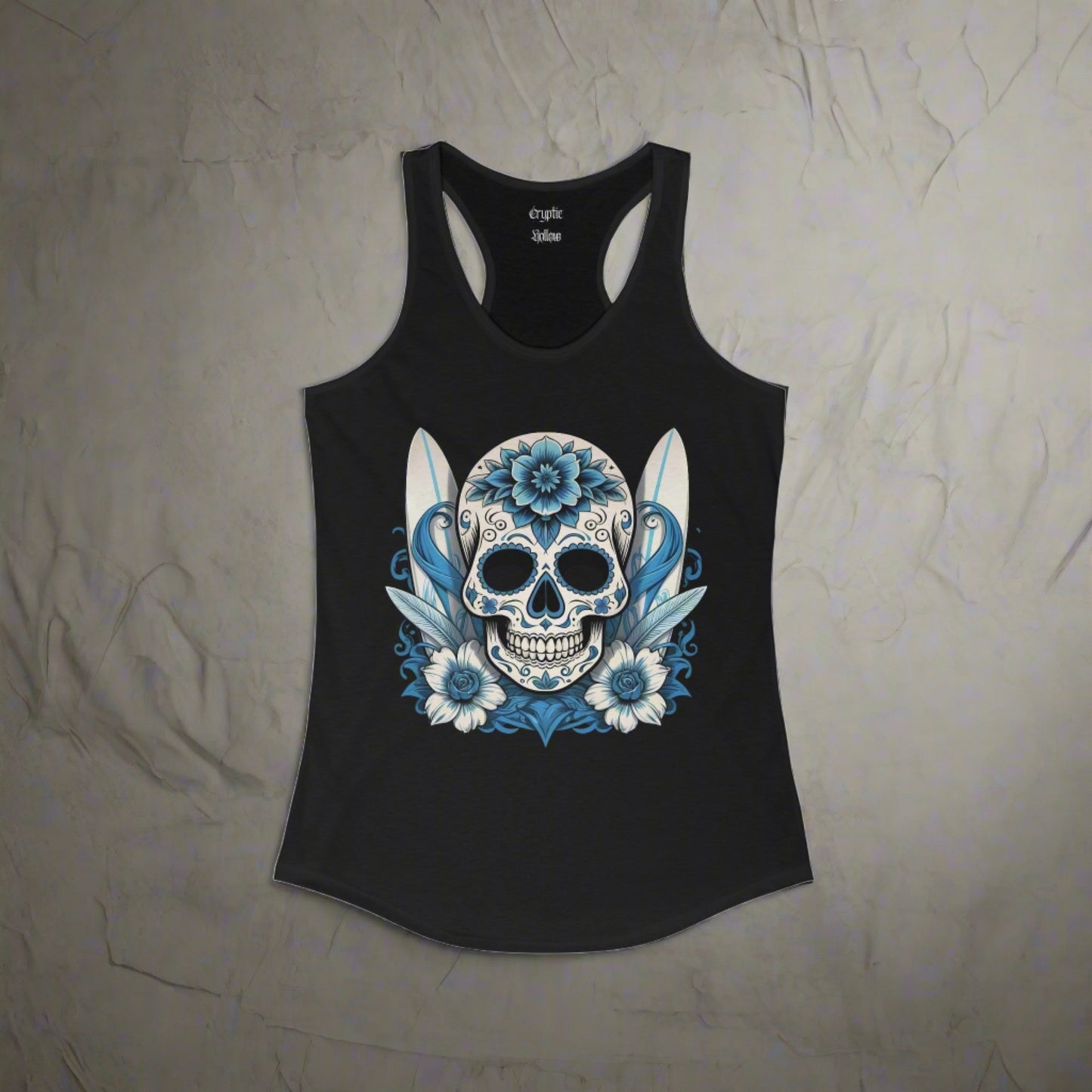 Sugar Skull and Surfboards Women's Racerback Tank Top