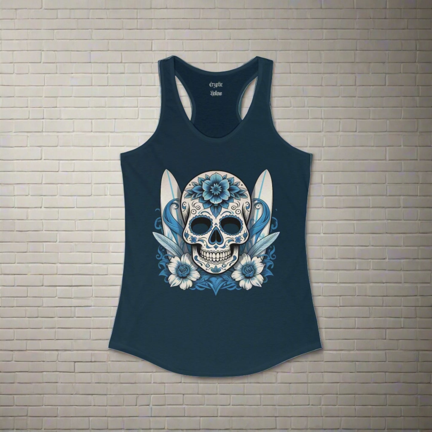 Sugar Skull and Surfboards Women's Racerback Tank Top