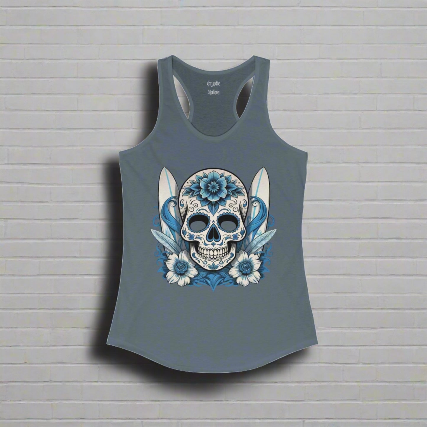 Sugar Skull and Surfboards Women's Racerback Tank Top