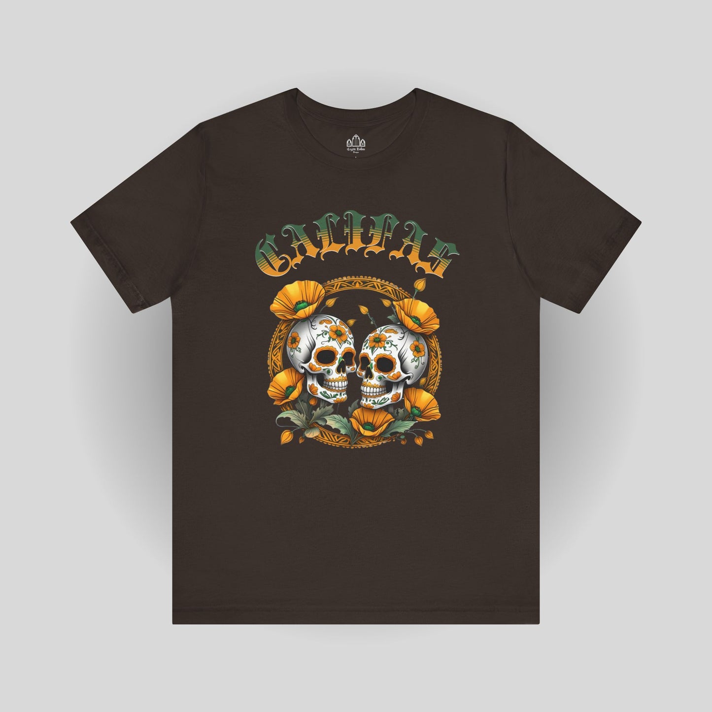 Sugar Skulls Unisex Tee - Califas California Love Poppy Flowers Design