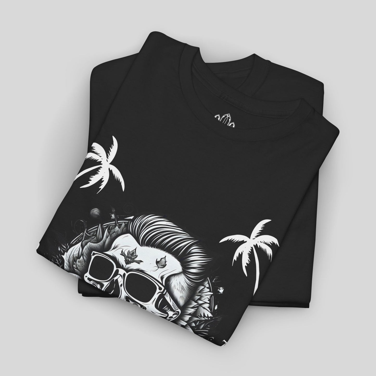 Surfing Tee - Dead California Skull and Palm Trees Unisex Heavy Cotton Tee