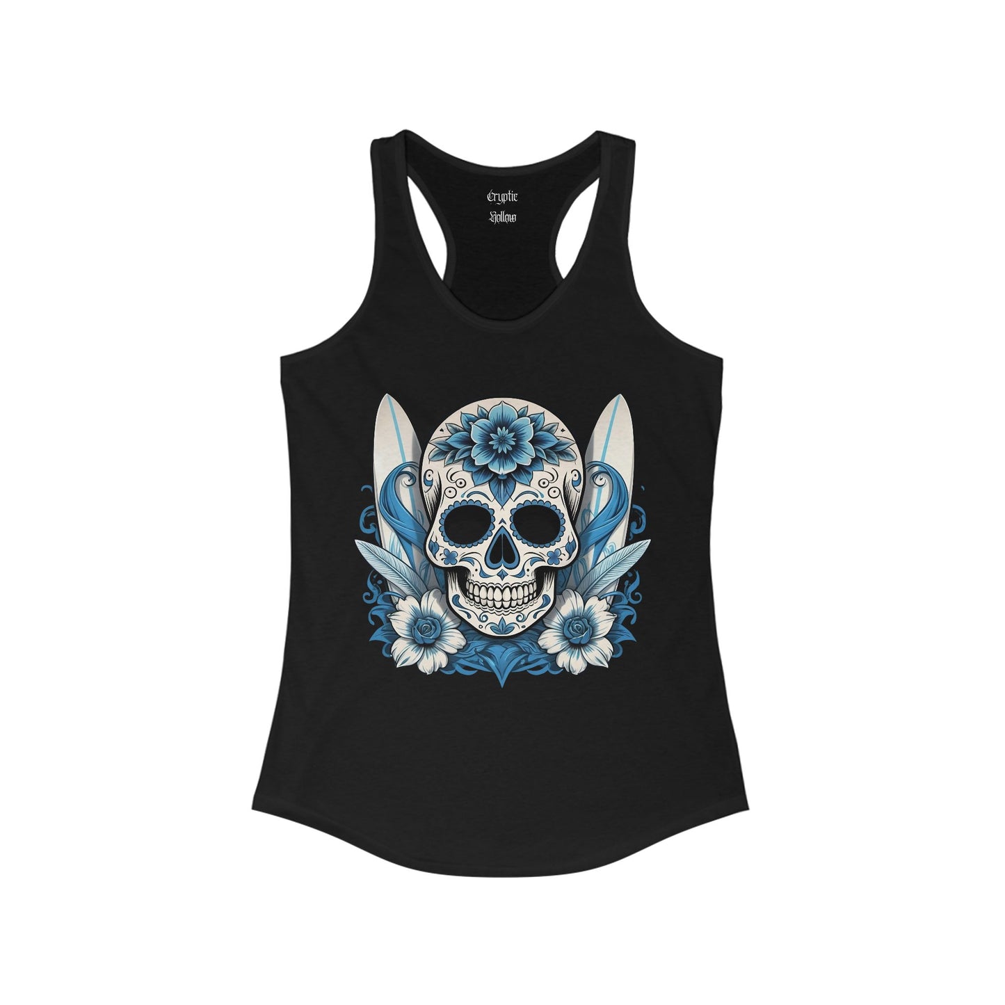 Sugar Skull and Surfboards Women's Racerback Tank Top