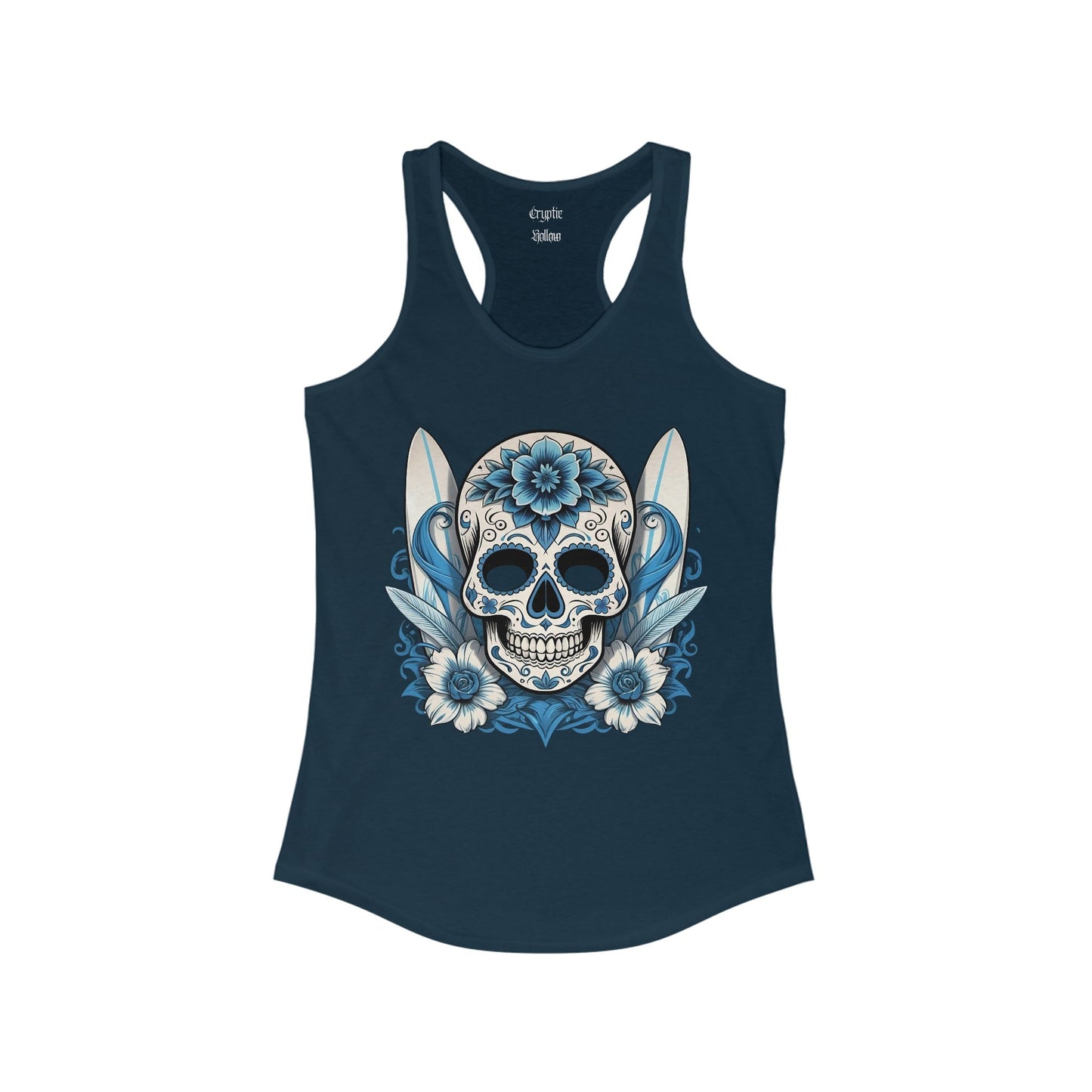 Sugar Skull and Surfboards Women's Racerback Tank Top