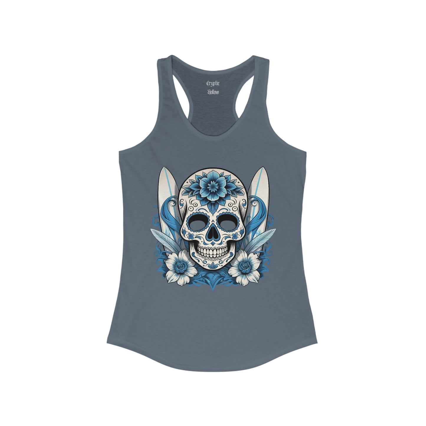 Sugar Skull and Surfboards Women's Racerback Tank Top