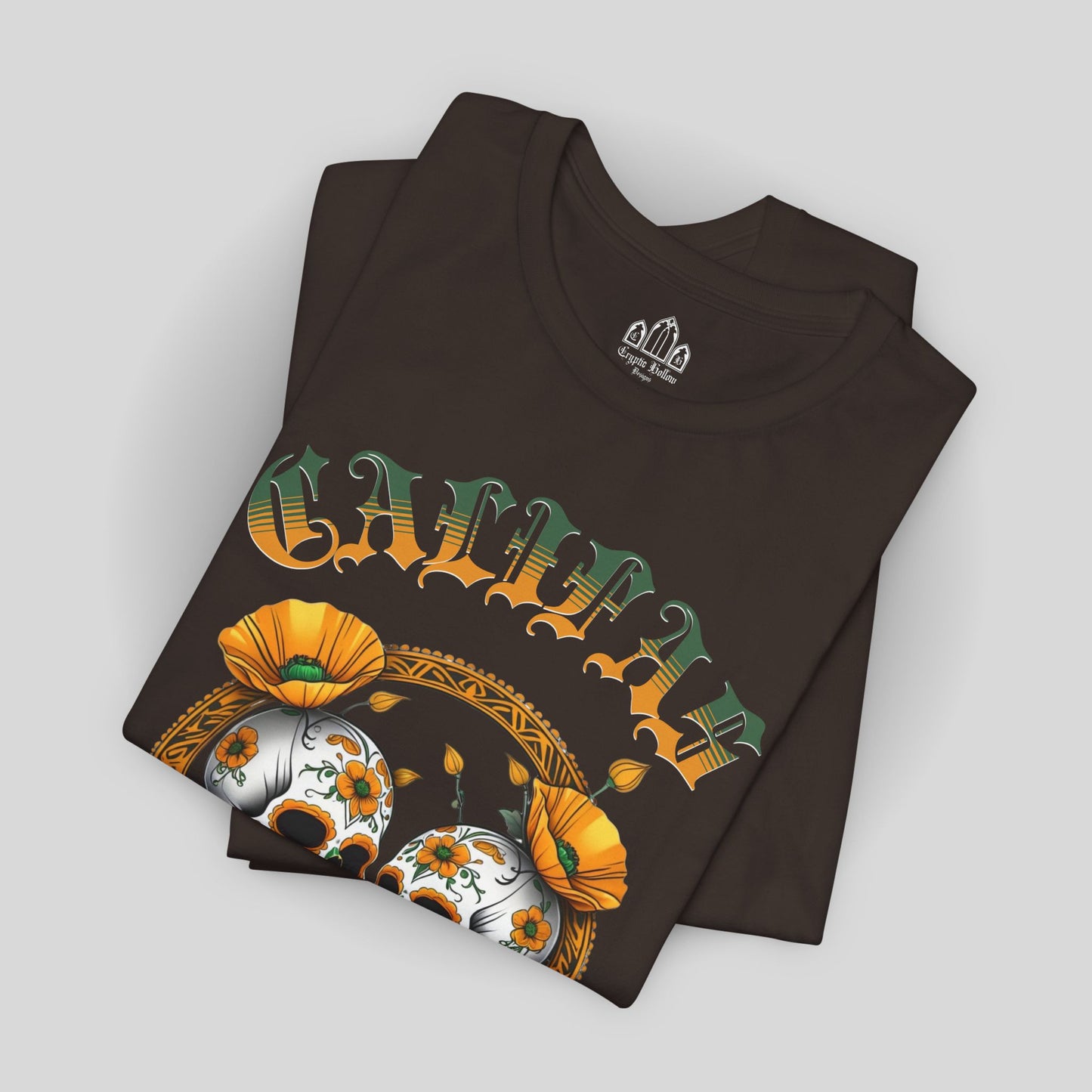 Sugar Skulls Unisex Tee - Califas California Love Poppy Flowers Design