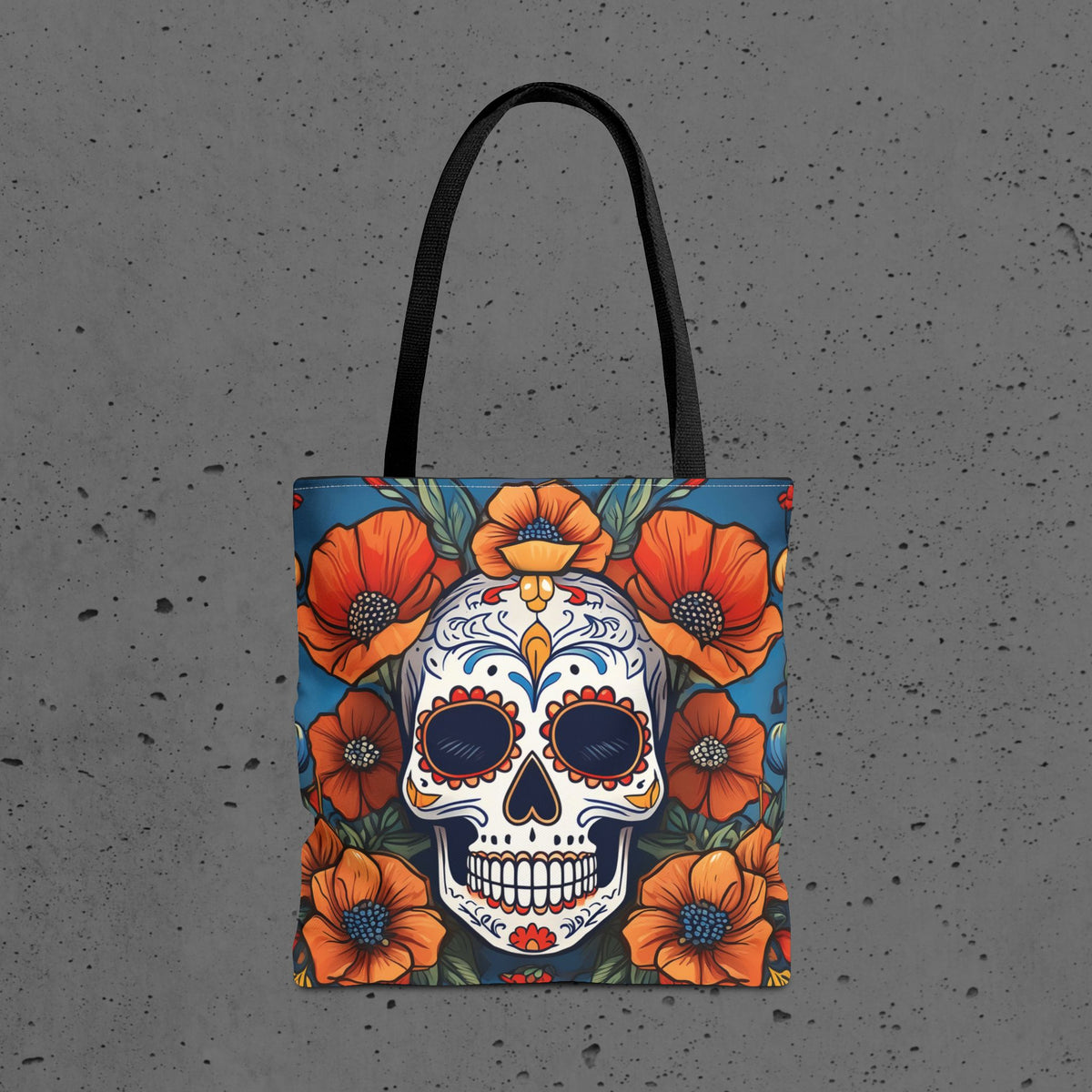 Sugar Skull with California Poppies Tote Bag | Day of the Dead