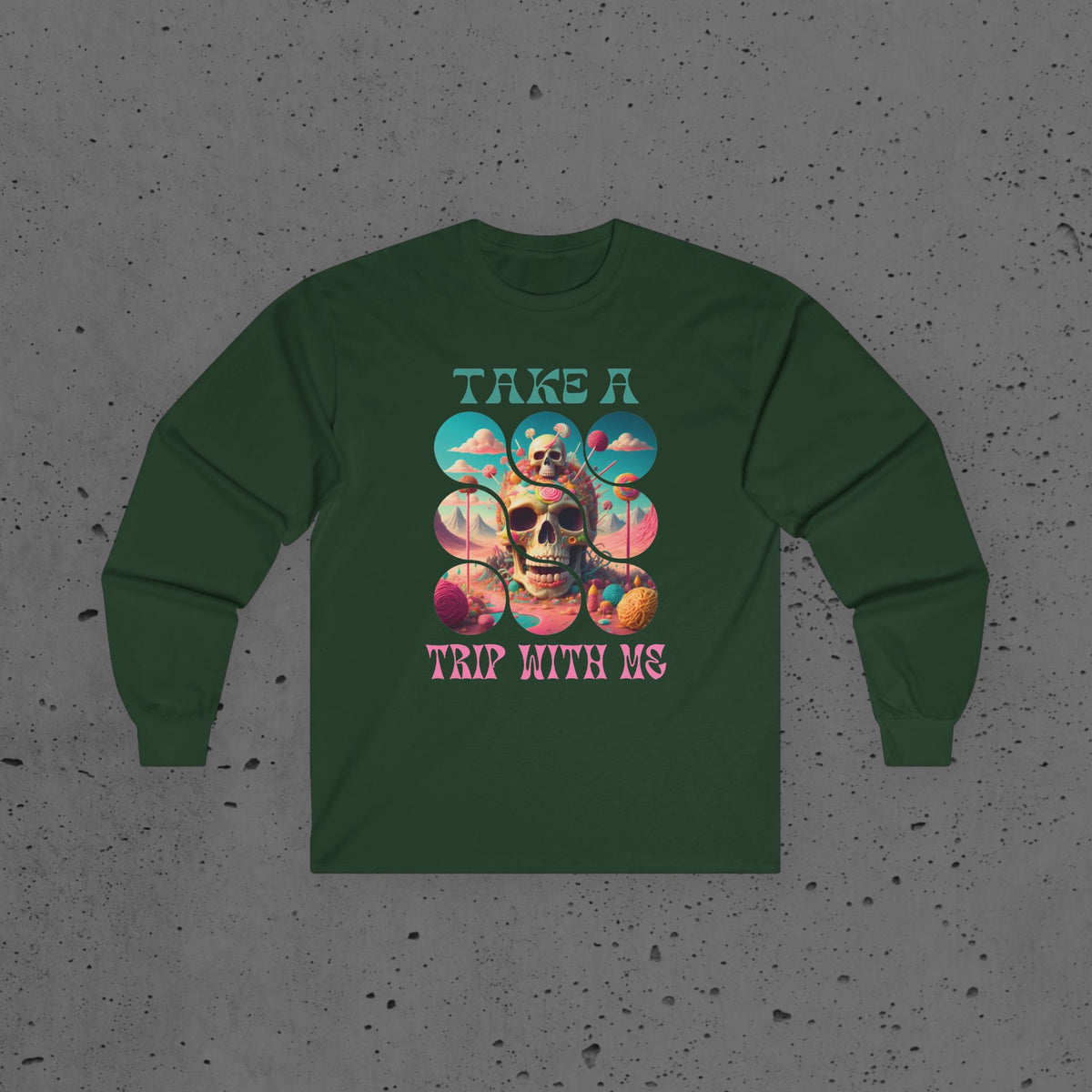 Psychedelic Skull Unisex Tee, Trippy Graphic Long Sleeve Shirt, Hippie Festival Apparel, Boho Clothing