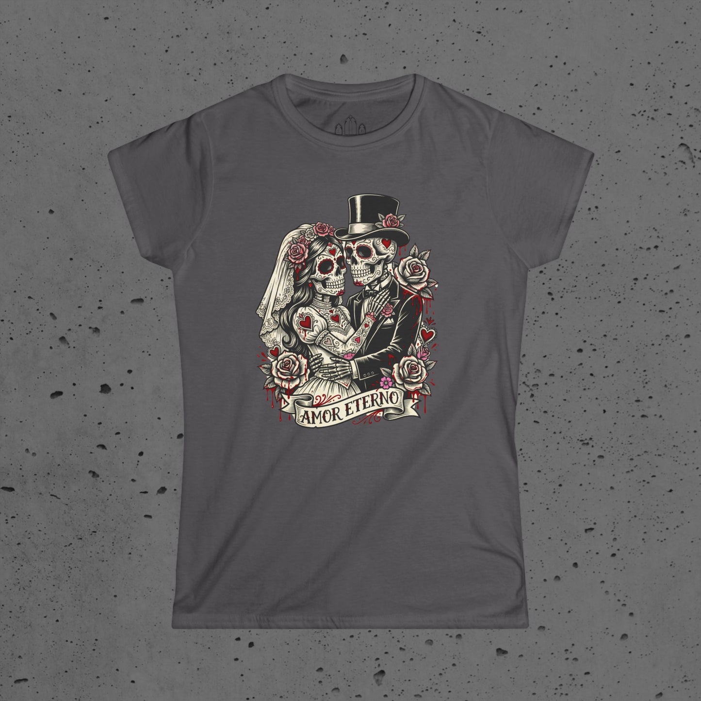 Women's Tee — 'Amor Eterno' Skeleton Bride & Groom Floral Graphic