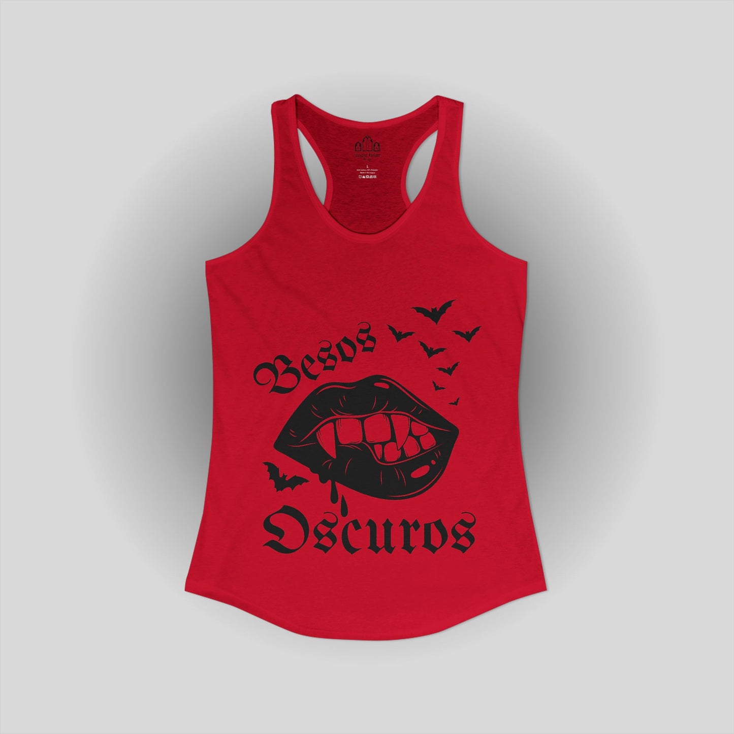 Vampire Kisses Ladies tank top, Dark Kisses "Besos Oscuros" Women's Ideal Racerback Tank, Vampire Bats