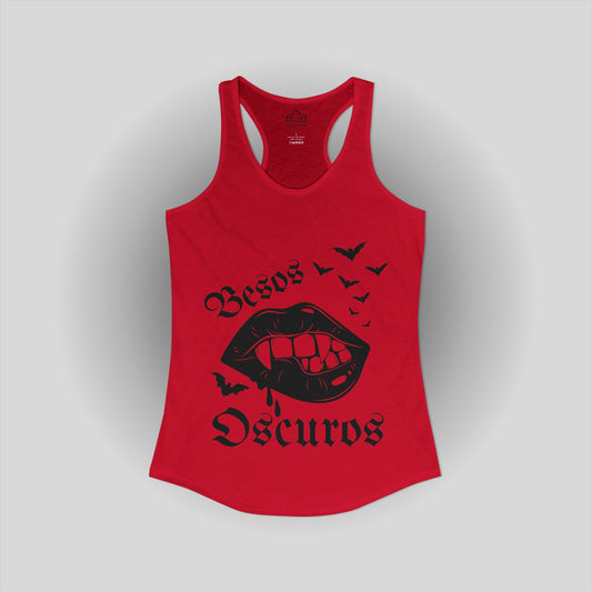 Vampire Kisses Ladies tank top, Dark Kisses "Besos Oscuros" Women's Ideal Racerback Tank, Vampire Bats