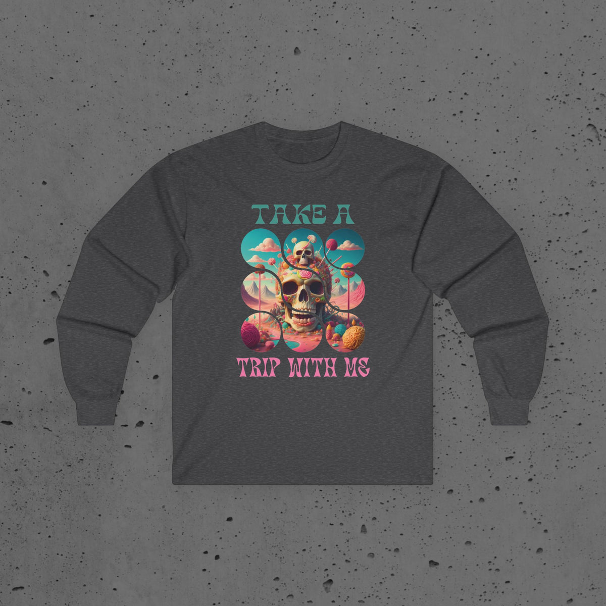 Psychedelic Skull Unisex Tee, Trippy Graphic Long Sleeve Shirt, Hippie Festival Apparel, Boho Clothing