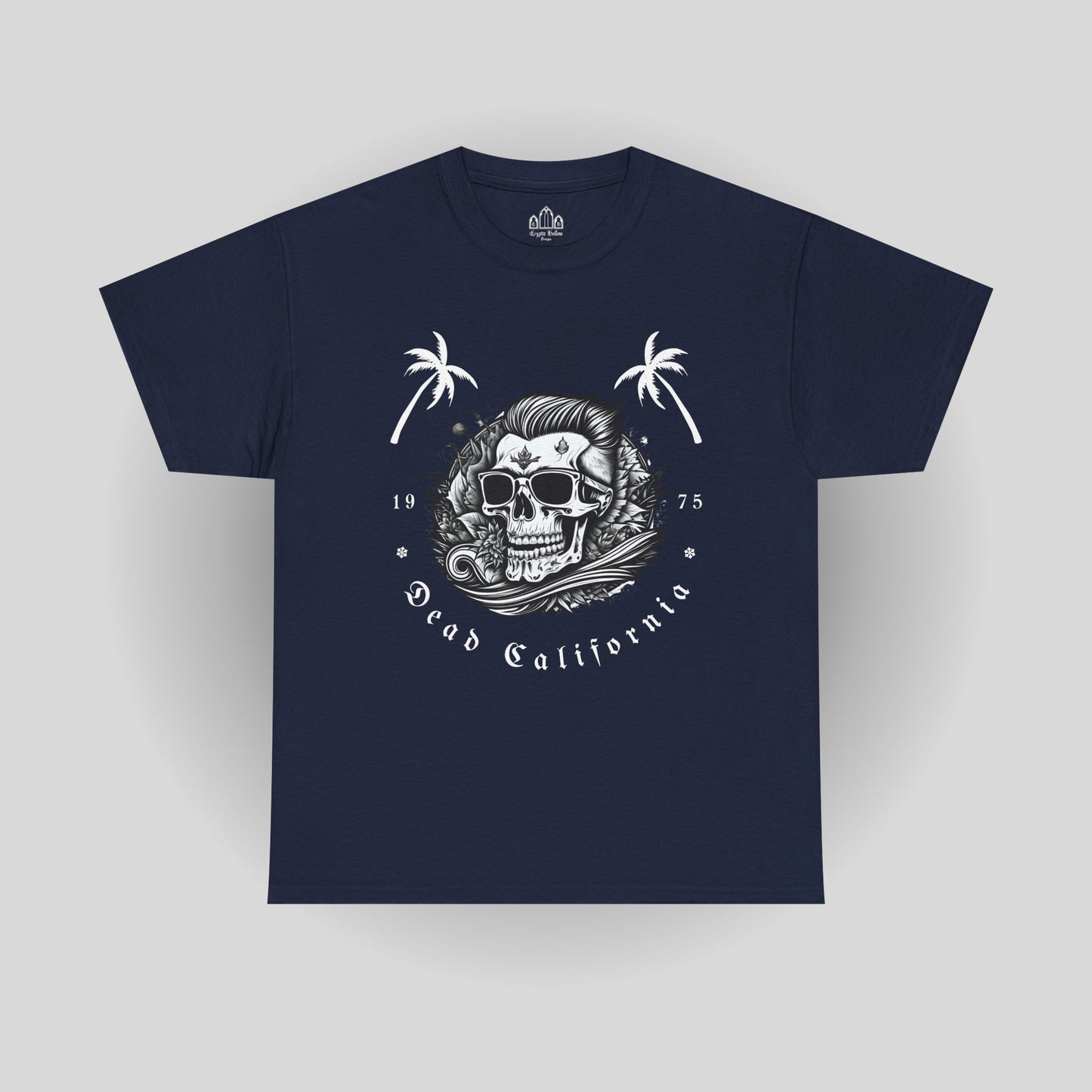 Surfing Tee - Dead California Skull and Palm Trees Unisex Heavy Cotton Tee