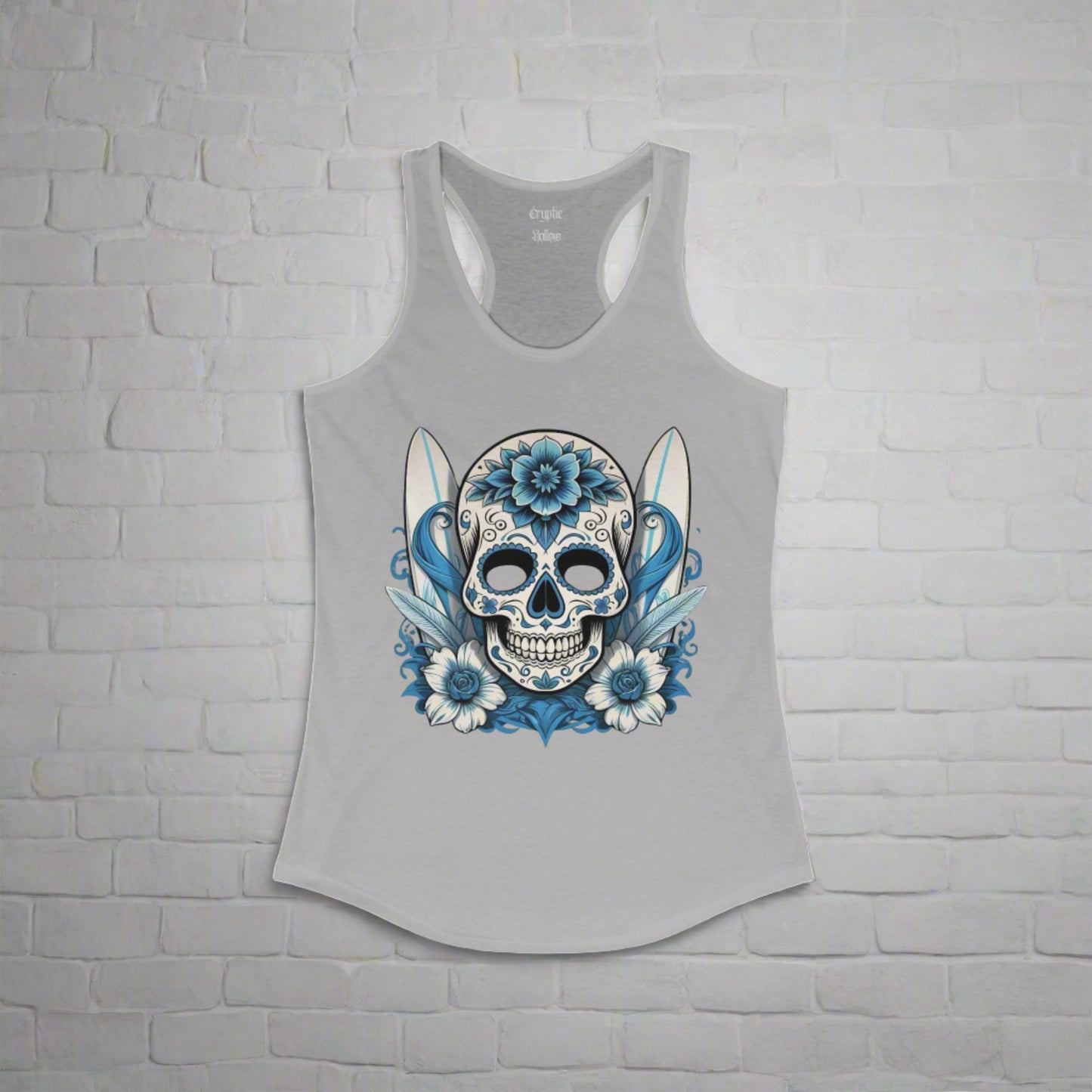 Sugar Skull and Surfboards Women's Racerback Tank Top