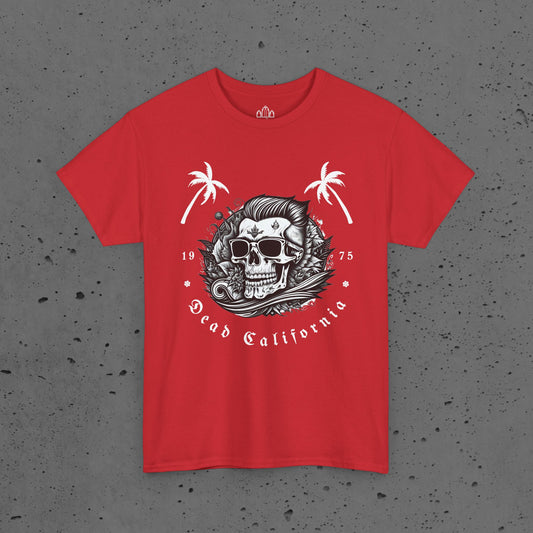 Surfing Tee - Dead California Skull and Palm Trees Unisex Heavy Cotton Tee