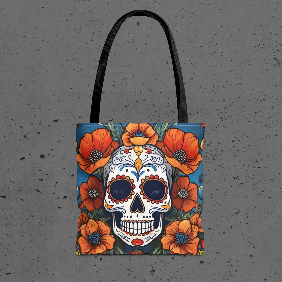 Sugar Skull with California Poppies Tote Bag | Day of the Dead