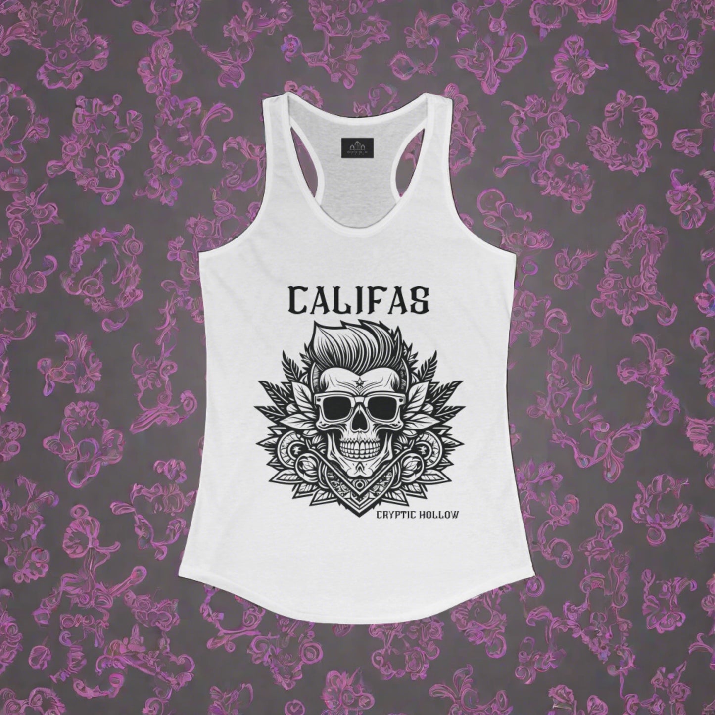 Califas Skull, California Love Women's Racerback Tank Top