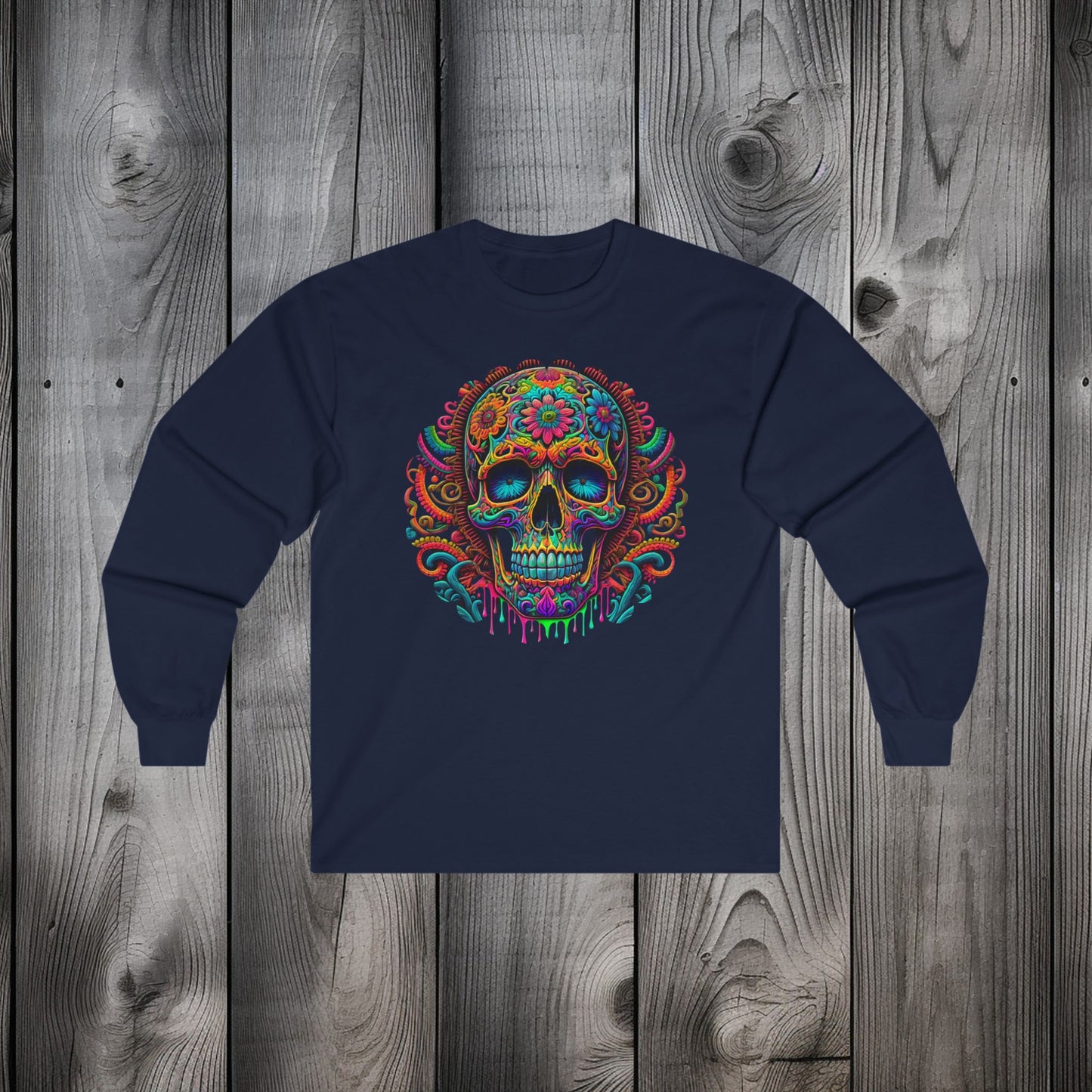 Psychedelic Colorful Skull Unisex Long Sleeve Tee