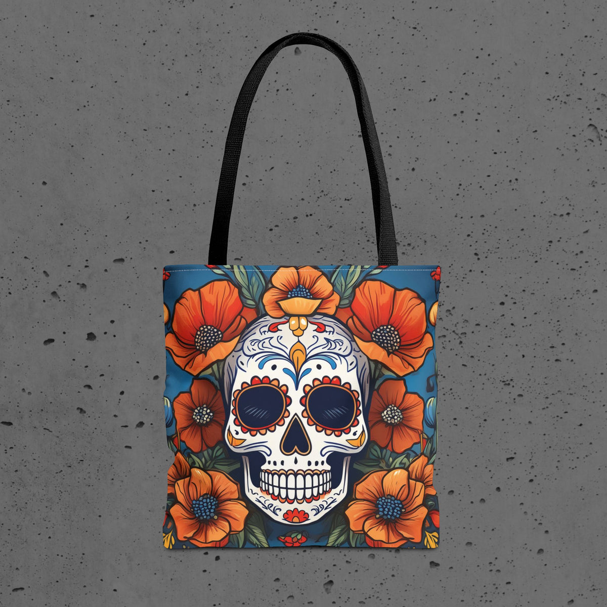 Sugar Skull with California Poppies Tote Bag | Day of the Dead