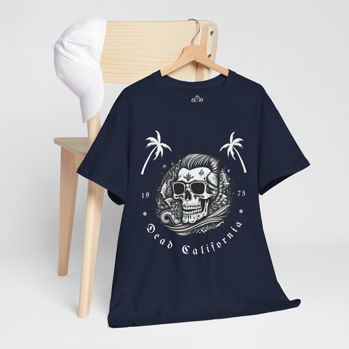Surfing Tee - Dead California Skull and Palm Trees Unisex Heavy Cotton Tee