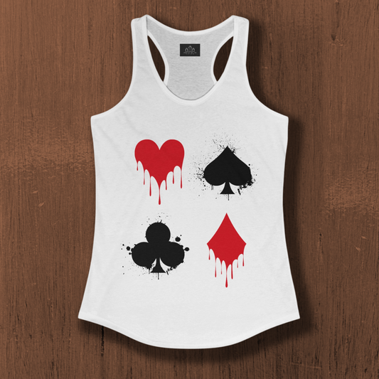 Creepy Playing Cards Suits Women's Racerback Tank Top