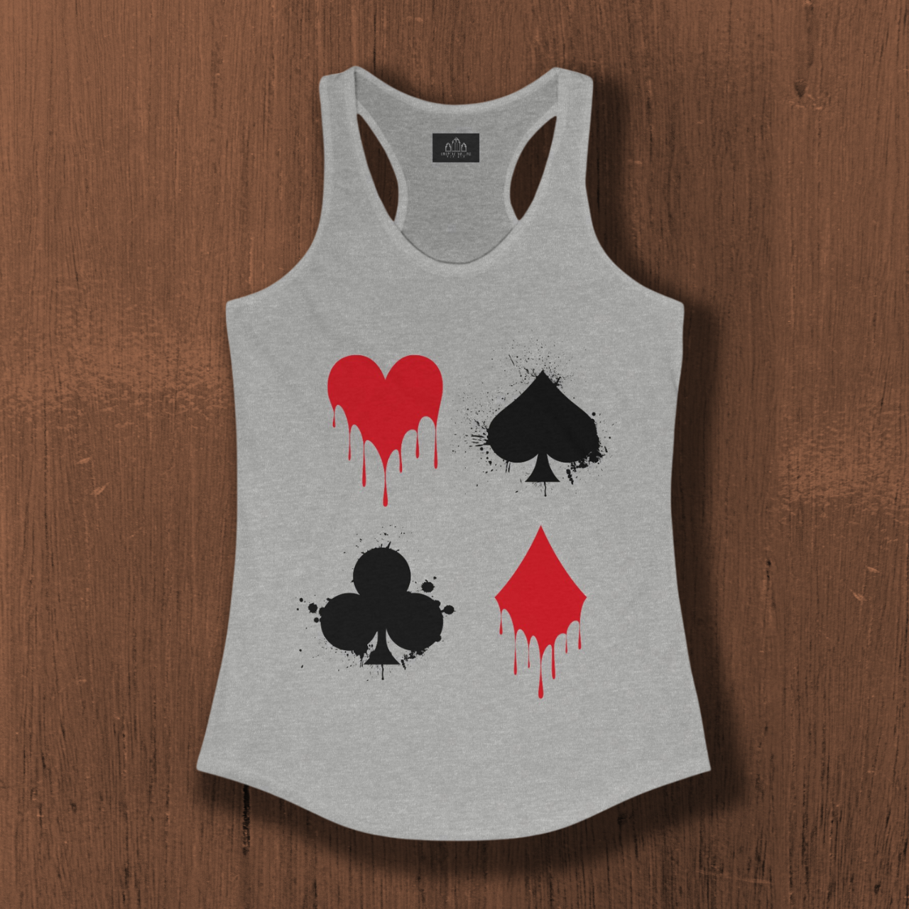 Creepy Playing Cards Suits Women's Racerback Tank Top