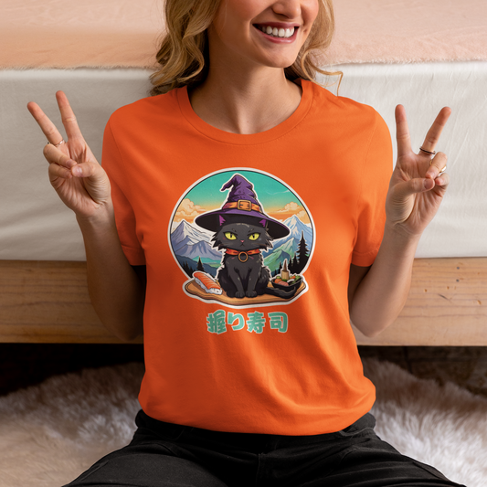 Anime Witchy Black Cat with Nigiri Unisex t-shirt